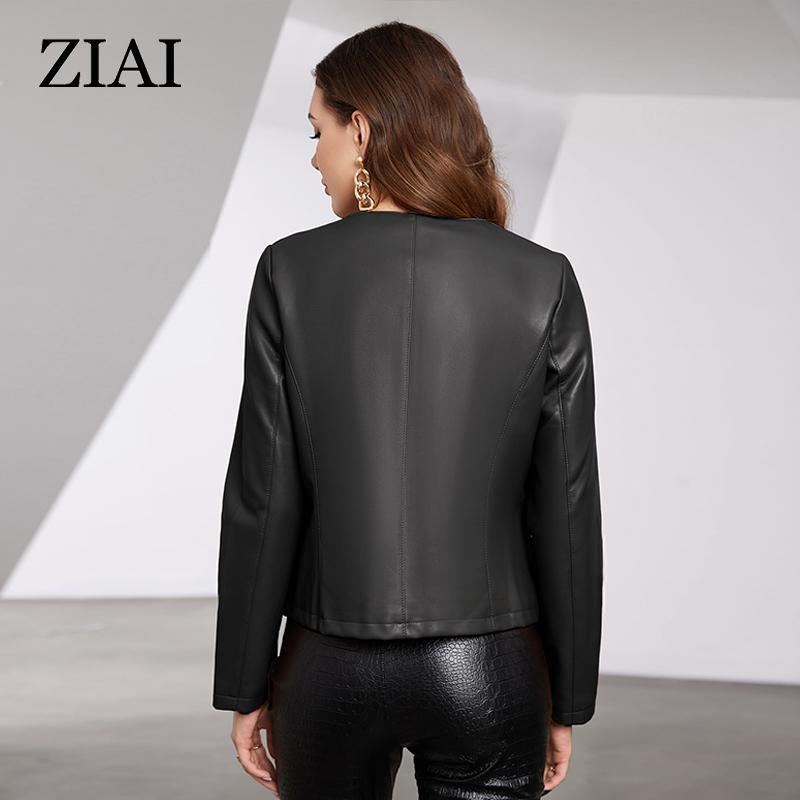 ziai New Spring Autumn Women Short Faux Leather Jacket Casual PU Coat Loose Motorcycle Jackets Fashion Streetwear Oversized Korean Coat YDP-21597