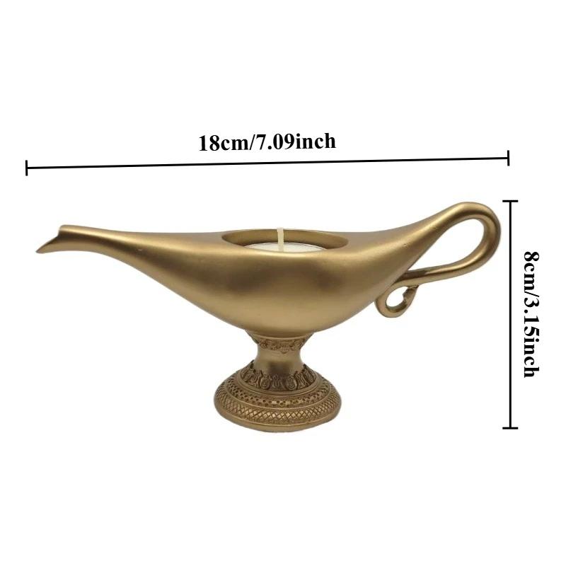 

18cm Resin Aladdin Genie Lamp Candle Holder Vintage Home Decor Ramadan Eid Gift Arabian Theme Ornament Middle Eastern Style