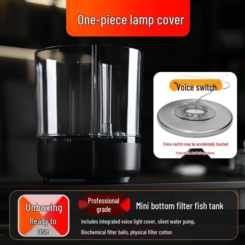 Compact Ecological Fish Tank with Filter & Oxygenation for Betta - Desktop Mini Aquarium