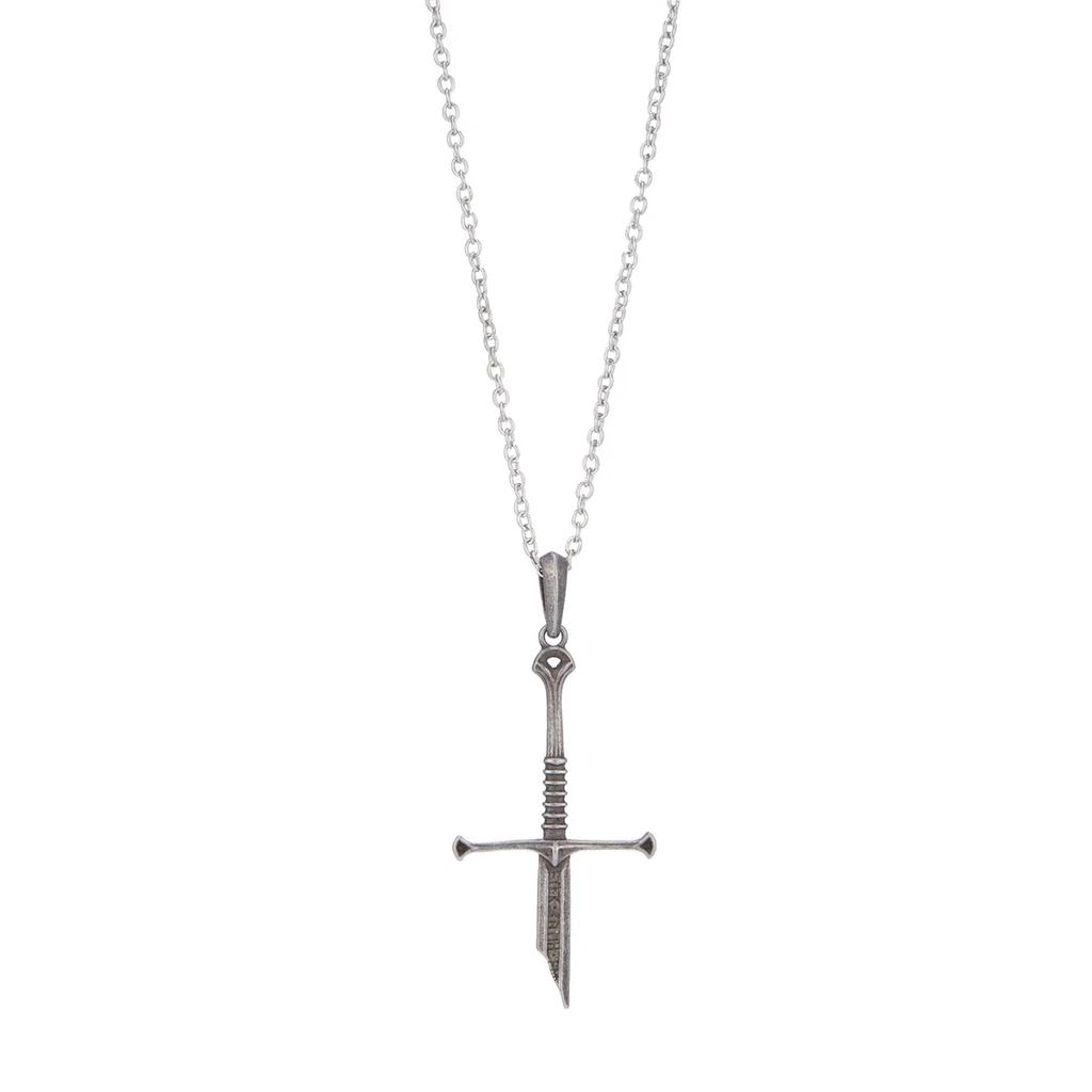 Lord Series Rings Excalibur Broken Sword Necklace Punk Metal Pendant Collections Film The Lord Narsil Jewelry Fans Gift