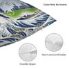 Frutiger Aero Aesthetic Square Pillow Case Tech Great Wave of Kanagawa Fishes Cushion Cover Customized Pillowcover Home 40*40cm