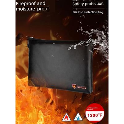 No Fire File Bag Waterproof Fireproof Large Capacity Briefcase A4 Invoice Contract Information Office Storage File Bag
