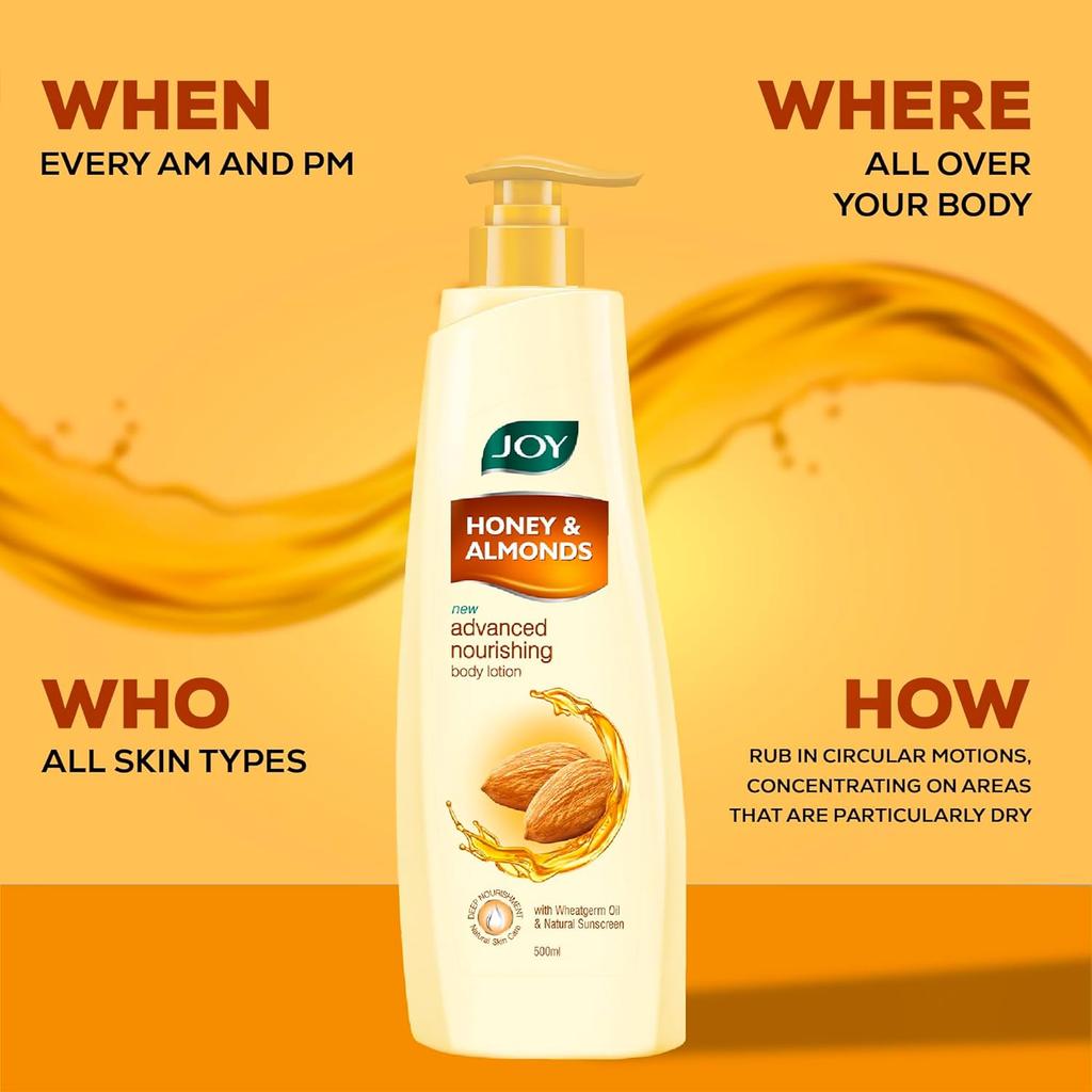 Joy Honey & Almonds Advanced Nourishing Body Lotion 750 ml Lightweight Moisturizer for Normal to Dry Skin