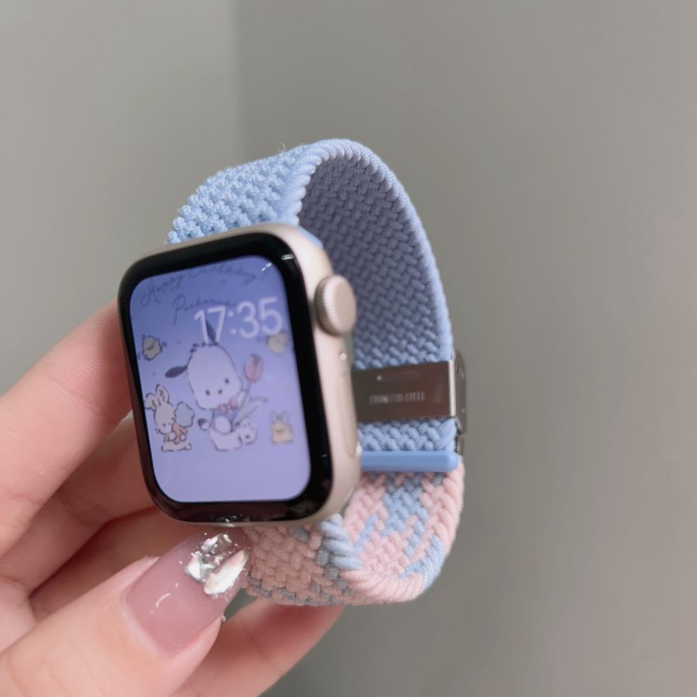 

New Strap For Apple Watch band women for iwatch 10/9/8/7/6/5/4/3 SE 38mm 40mm 41mm 42mm 44mm 45mm 46mm 49mm nylon elastic force 42mm44mm45mm46mm49mm