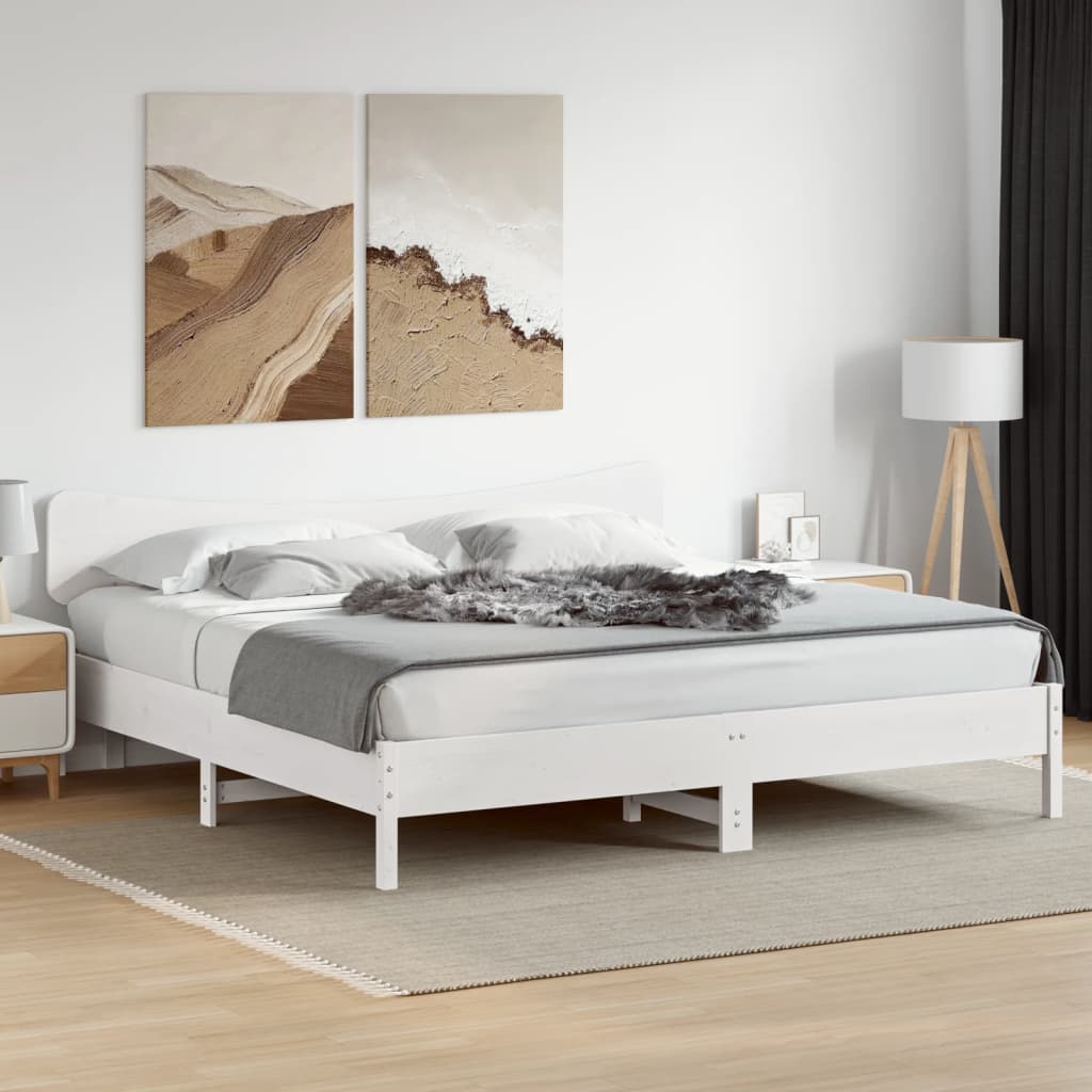 Headboard White 200 cm Solid Pine Wood