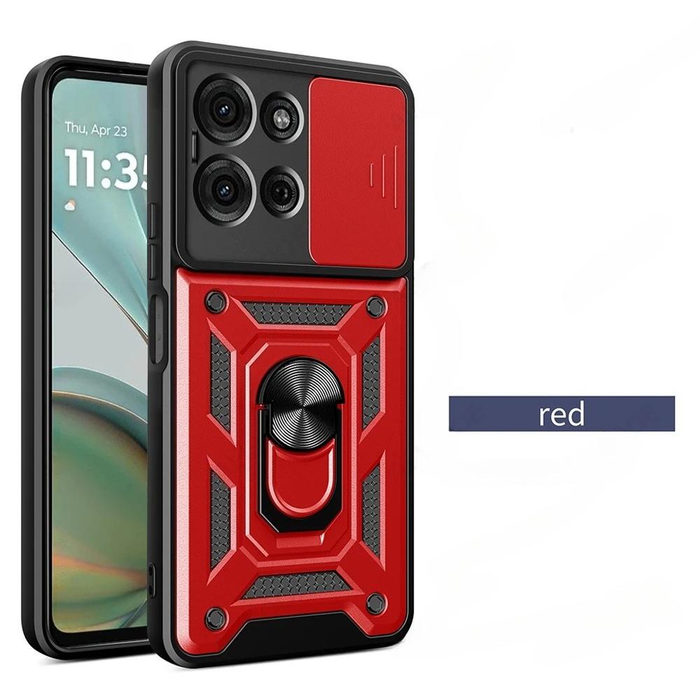 Military Magnetic 360°Rotate Bracket Armor Case For Motorola Moto G75 G85 G55 G35 G56 G86 Anti-Drop Slide Camera Protector Cover