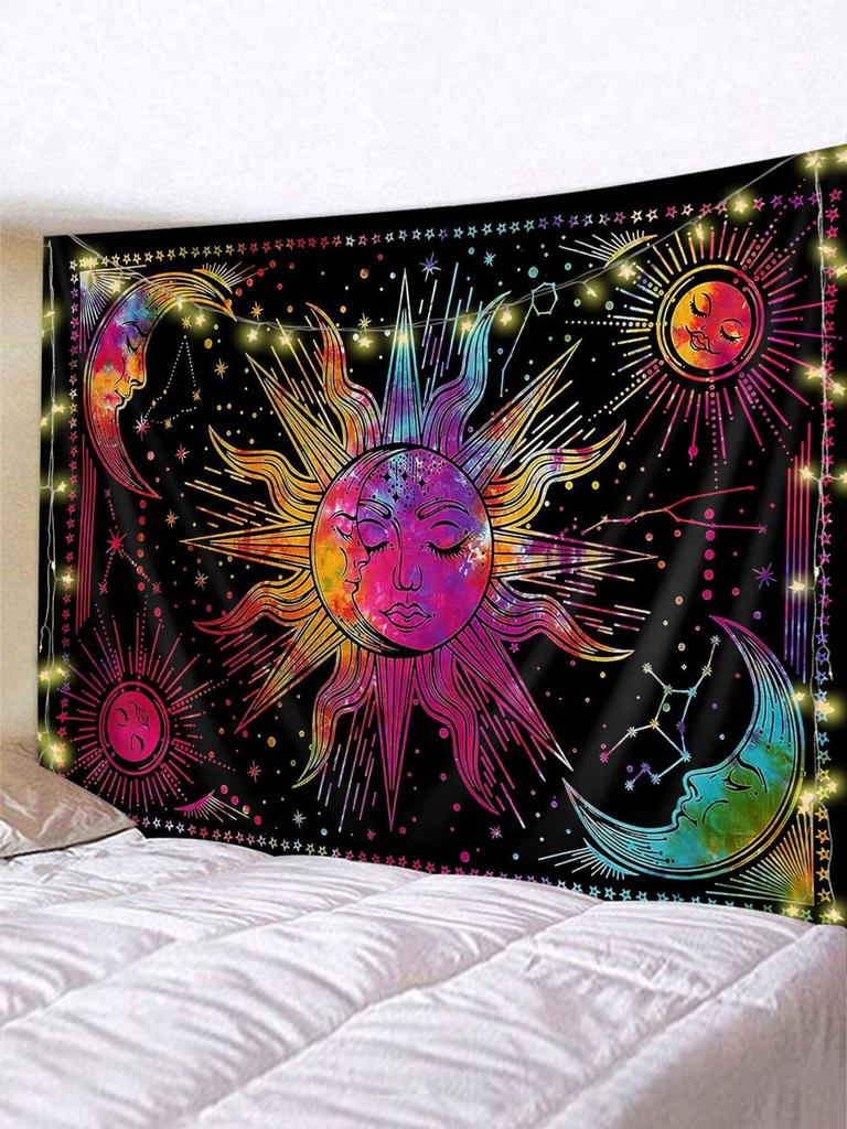 1Pc Colorful Sun Moon Star Pattern Tapestry 1 Pc Background Cloth Decorative Hanging Cloth Wall Cloth Layout Tapestry