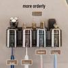 Wall-Mounted Toothbrush Holder and Mouthwash Cup, Punch-Free Space Aluminum Storage Rack