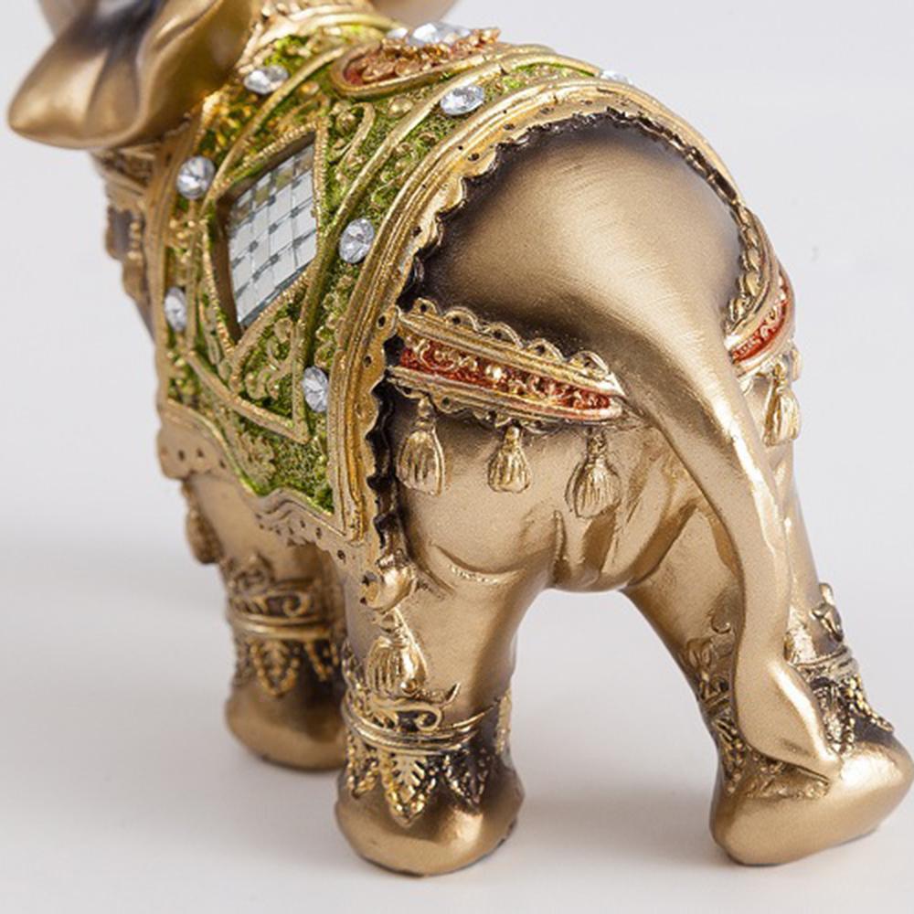 Feng Shui Fortune Lucky Elephant Statue Resin Crafts Home Porch Office Desktop Ornament, Size S