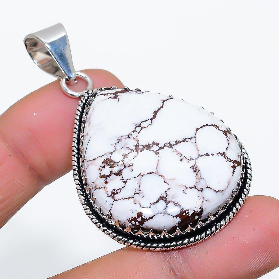 Wild Horse Gemstone Handmade 925 Sterling Silver Jewelry Pendant 2.17" SU-9925