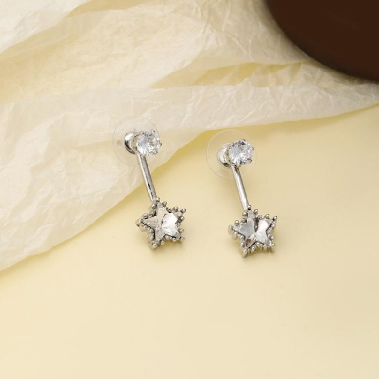 Glittering Star Design Stud Earrings Long Lasting Shine Zinc Alloy Jewelry For Sensitive Ears