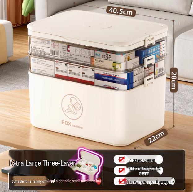 Tragbare Mehrschichtige Medikamentenbox: Haushalt Notfall Erste Hilfe Aufbewahrungsset