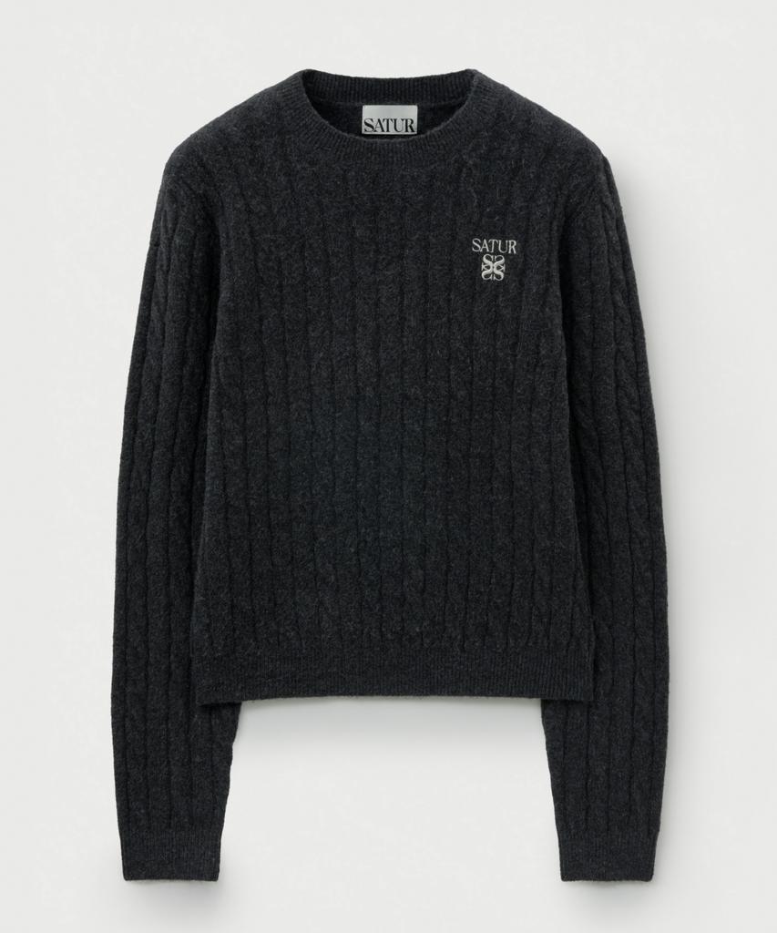 Seteo (W) Soft Touch Cable Crew Neck Knit Charcoal