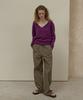 LONQUE Wool Deep U-Neck Knit (Purple)