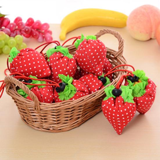 10L Organizer Bag with Handle Item Storage Lightweight Strawberry Folding Grocery Shopping Bag for Lady