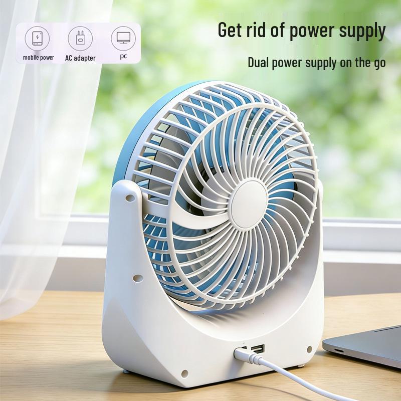 Ventilatore da scrivania portatile USB ricaricabile con luce, funzionamento silenzioso a 3 velocità per dormitori