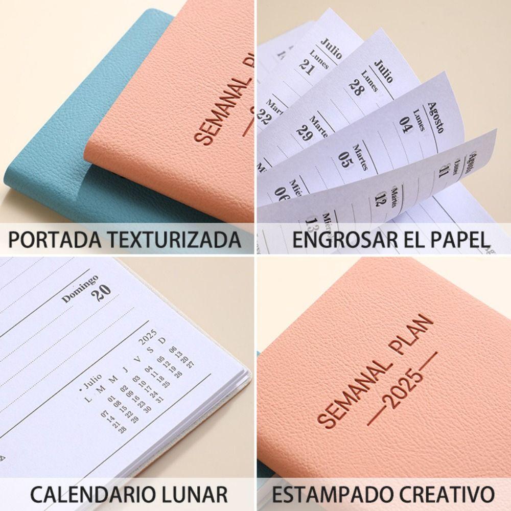 Spanish 2025 Agenda Book with Calendar A5 Notebook Minimalist 2025 Planner Notebook  School Office