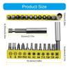 652F 12Pieces Screwdriver Bit Including 55mm Extension Rod Universally 1/4Inch Hexagonal Shank For Electric Tool
