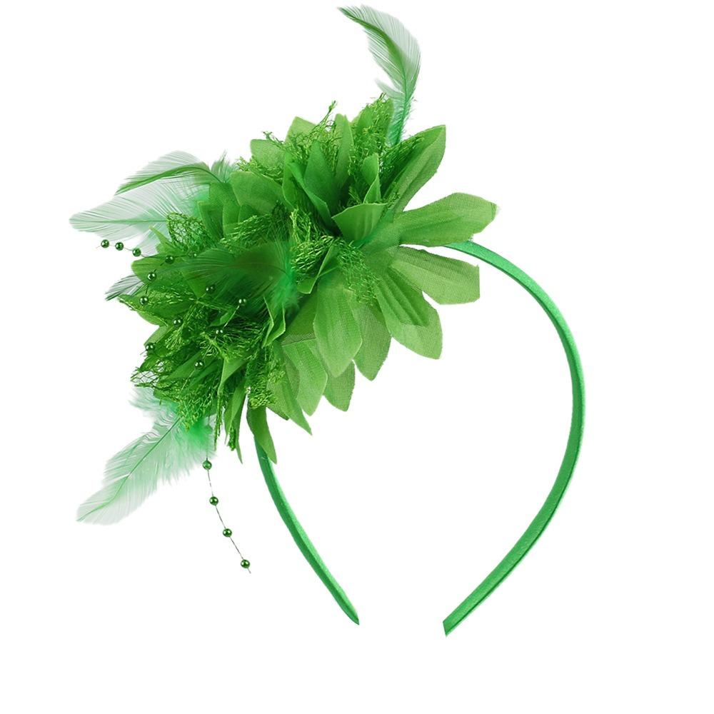 Декорация из перьев Цветок из перьев Ободок для волос Ретро-стиль Стильный аксессуар Аксессуар для волос из перьев Цветочный дизайн зелёный