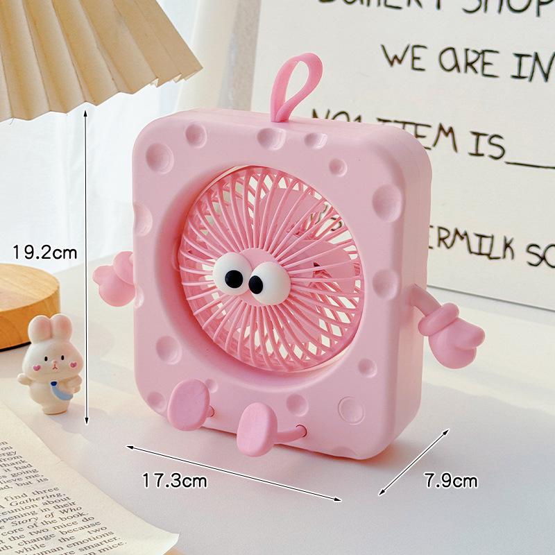 Compact USB Rechargeable Cheese-Shaped Desktop Fan with Three Speeds Standard розовый