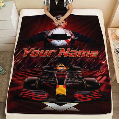1PC Custom Name Max Verstappen Patterned Flannel Blanket Suitable For All Seasons for Home Decor Warmth and Comfort Gifts Holiday Present -HE82