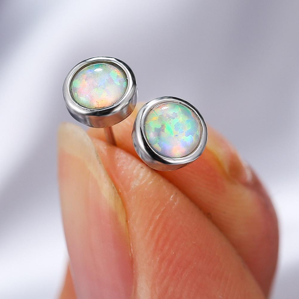 European and American Blue Round Earrings Fashionable and Versatile Earrings Personalized and Simple Couple Accessories