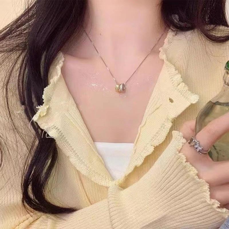 2024 Vintage Double-Layer Pearl Necklace with Heart Pendant