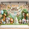 1pc Animal Birthday Background Fabric Banner Suitable for Birthday Party Decoration and Photography Background