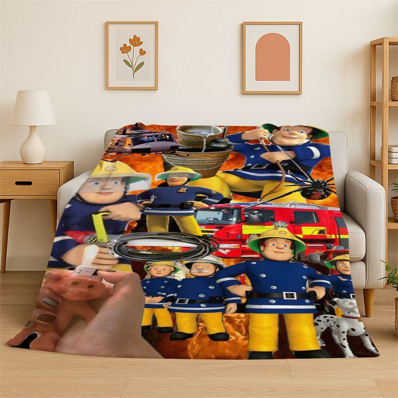 Cartoon Fireman Sam Soft Flannel Throw Blanket,Warm Cozy Blanket for Bed,Couch,Sofa,Bedroom,Living Room,Travel,Camping Picnic