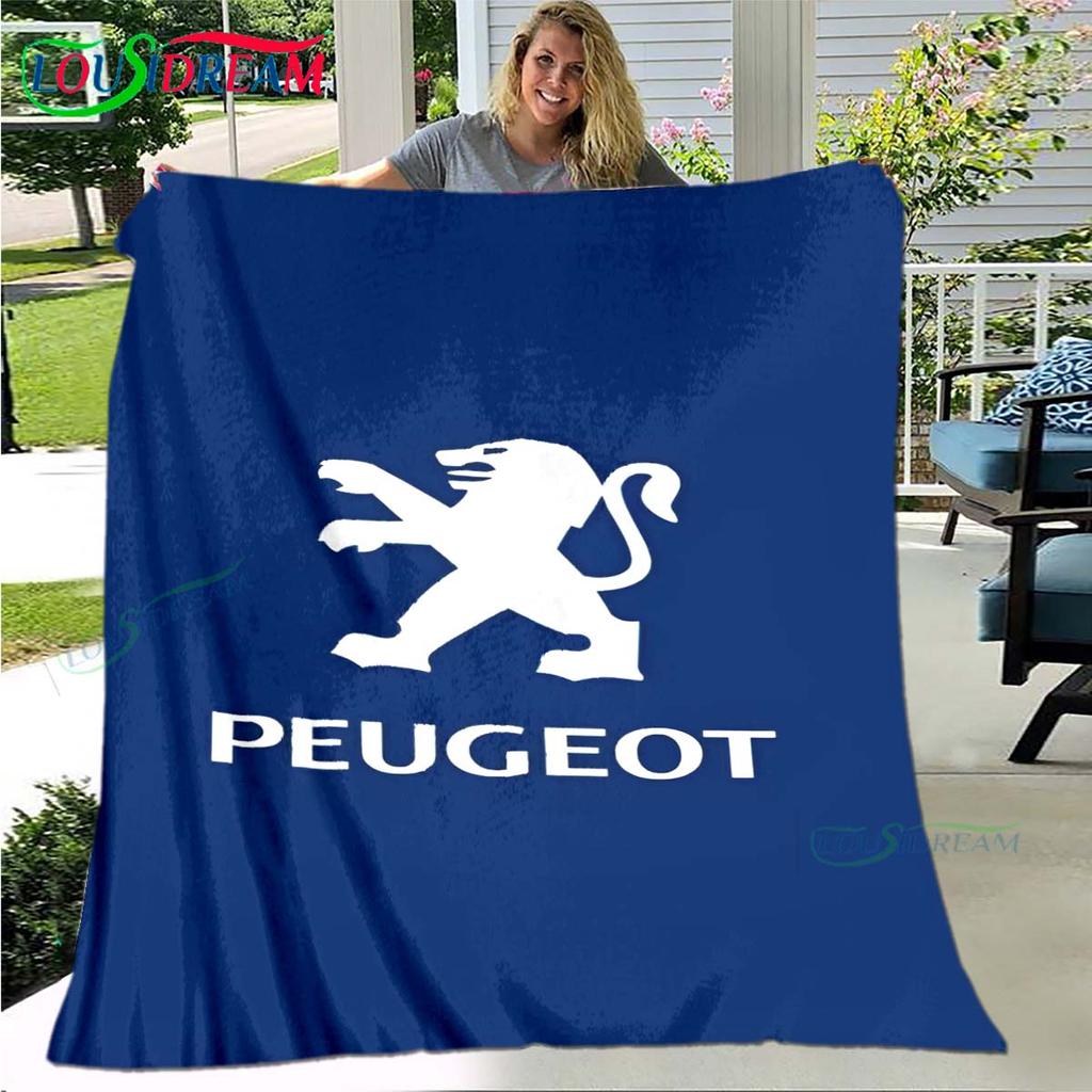 Móda Auto P-Peugeot Logo Deka Flanelová Přehozová Deka Pro Domov Ložnici Postel Pohovka Piknik Kancelář Turistika Volný Čas Spánek Dárek