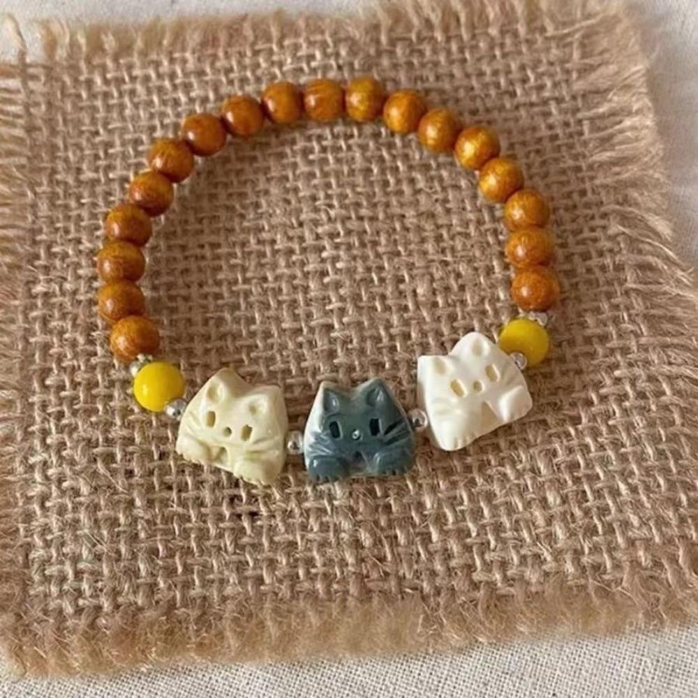 Cute Biscuit Cat Bracelet Wristband Cat Beads Bracelet Fashion Friendship Bracelet  Friends