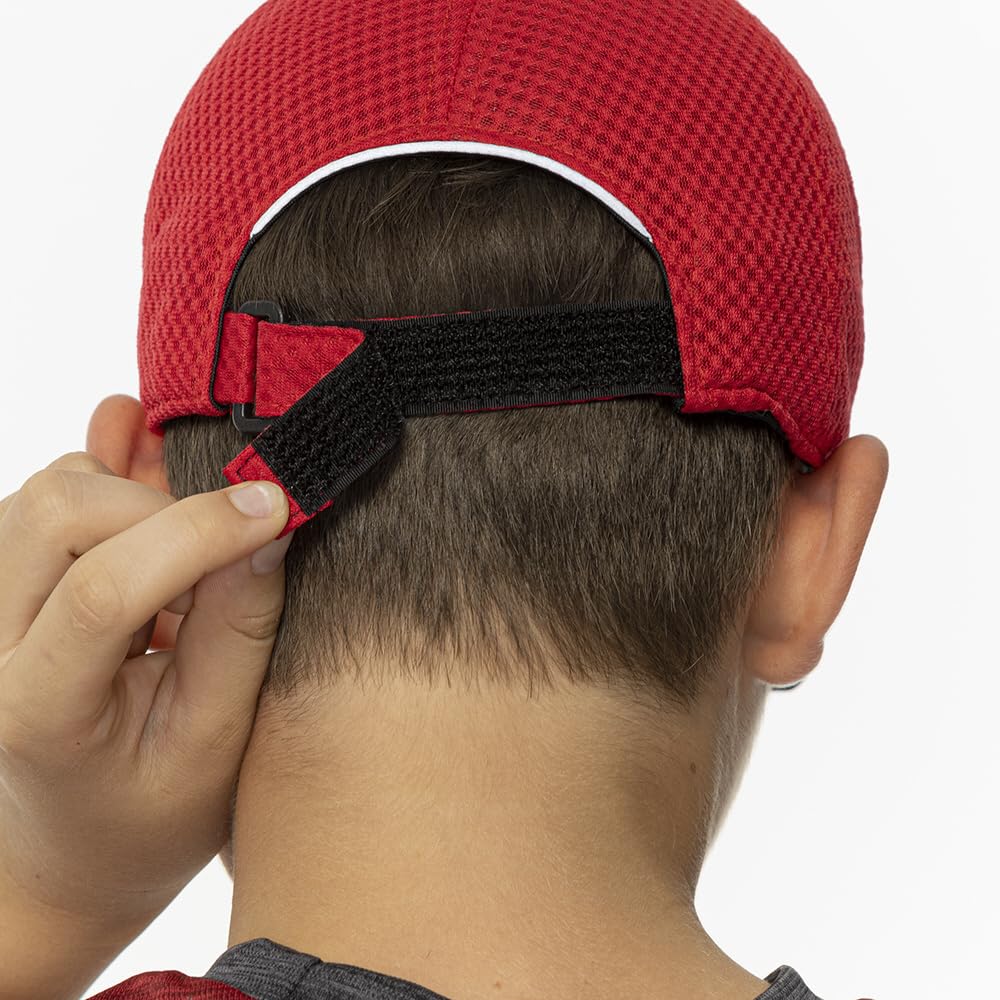 Mizuno Junior Cool Hold Wet and Cool Sports Hat for Summer Heat Junior Free Size Cap, Protection, Unisex, 32JWB403, White/Chinese Red,