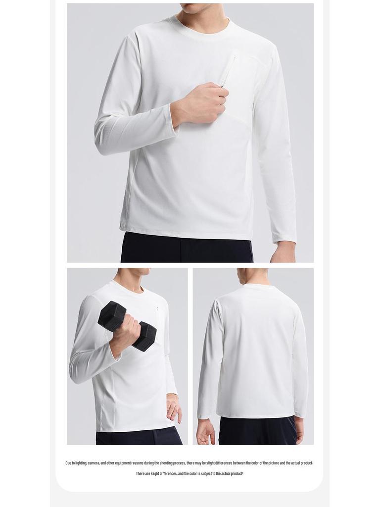 Herr Andningsbar Snabbtorkande Långärmad Rundhals T-shirt för Vår Utomhusvandring