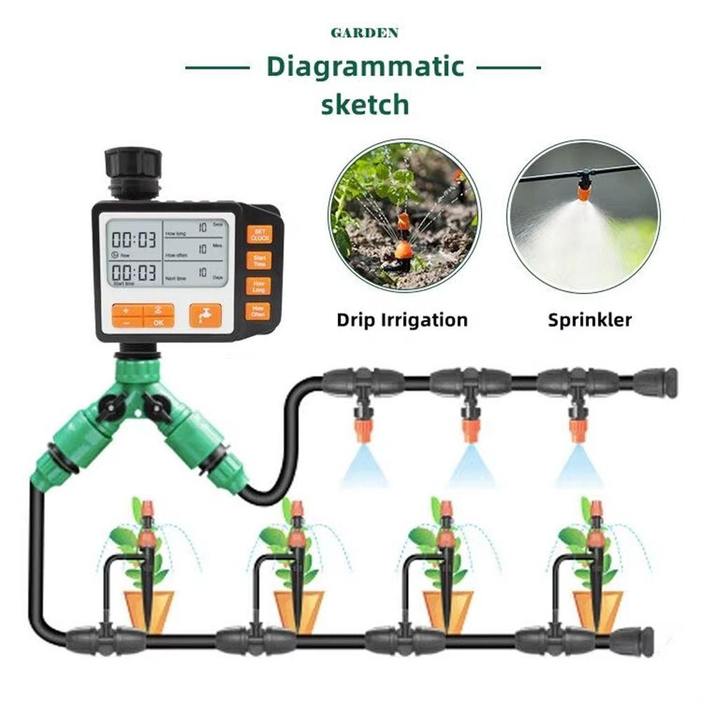 Programmable Sprinkler Timer LCD Screen Display Single-Outlet Water Timer with Rain Delay/Manual Soaker Hose Timer