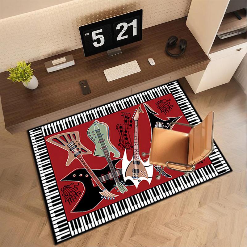 1Pc Piano keys music Printed circular carpet, home door mat, outdoor travel protection carpet A14