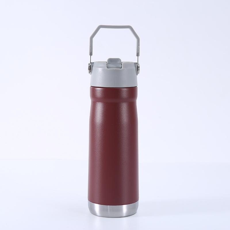 

Handle Cup 304 Stainless Steel 650Ml Color Spray Double-Layer Vacuum Sports Kettle, Outdoor Water Cup 650ml темно-коричневого