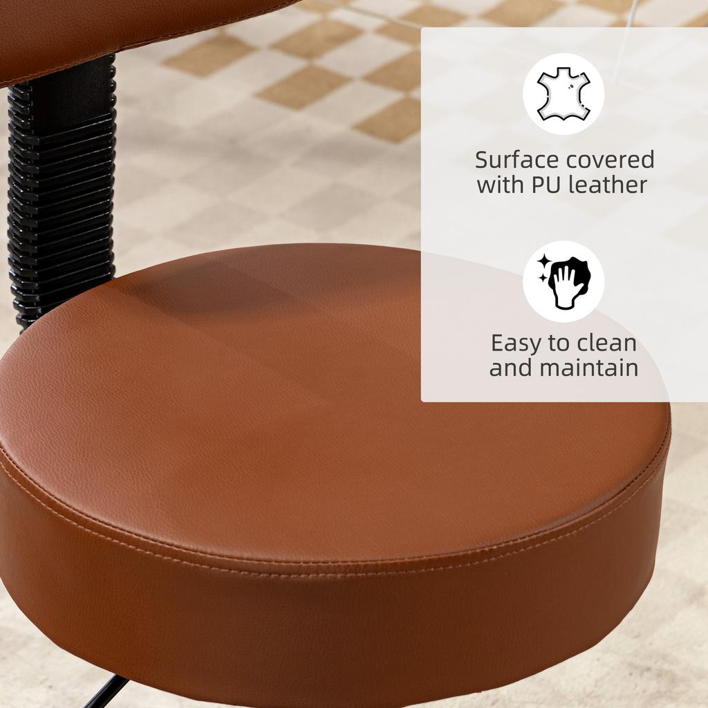 Beautician S Swivel Salon Chair With Padded Seat Back 5 Wheels Adjustable Height Salon Hairdressers Tattoo Spa Rolling Cushion Professional 48cm