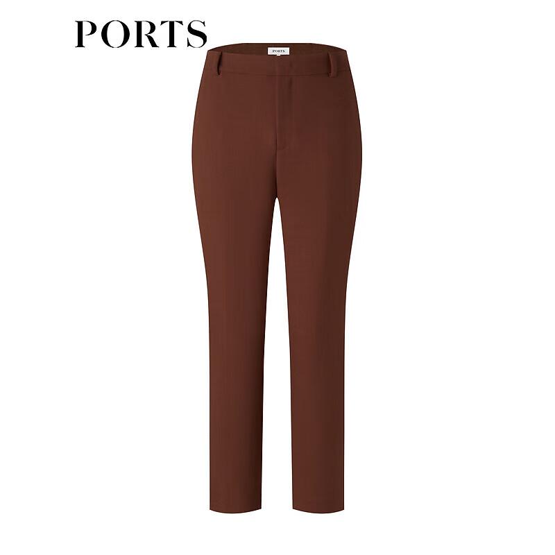 PORTS Women's Cocoa Dark Brown Tapered Casual Pants