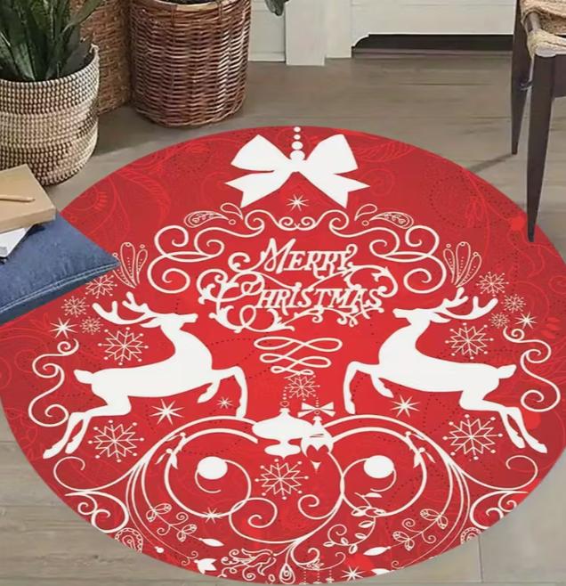 Teppich mit Weihnachtsmotiv Weihnachtsmann und Schneeflocke Rund Weich Wohnzimmerbodenmatte Gut Wohnzimmer Arbeitszimmer Spielzimmer Zimmer