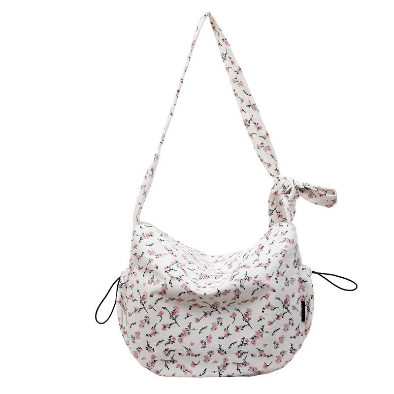 New Floral Canvas Tote: Lightweight, High-Capacity, Cute Design for Daily Commutes
