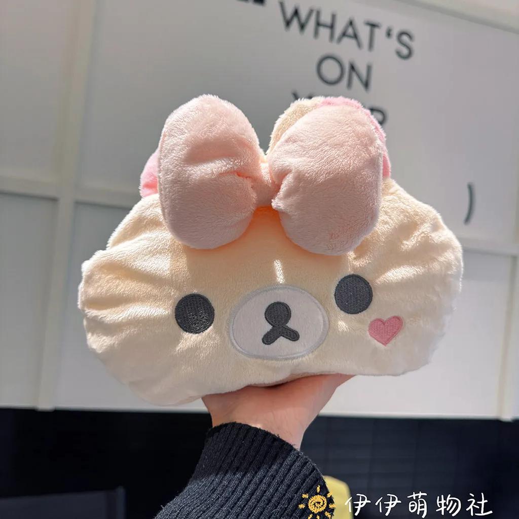 Rilakkuma Plush Tissue Box Soft Fluffy Hanging Bear Tissue Holder Cute Portable Holder Creative Home/Car Paper Storage Container