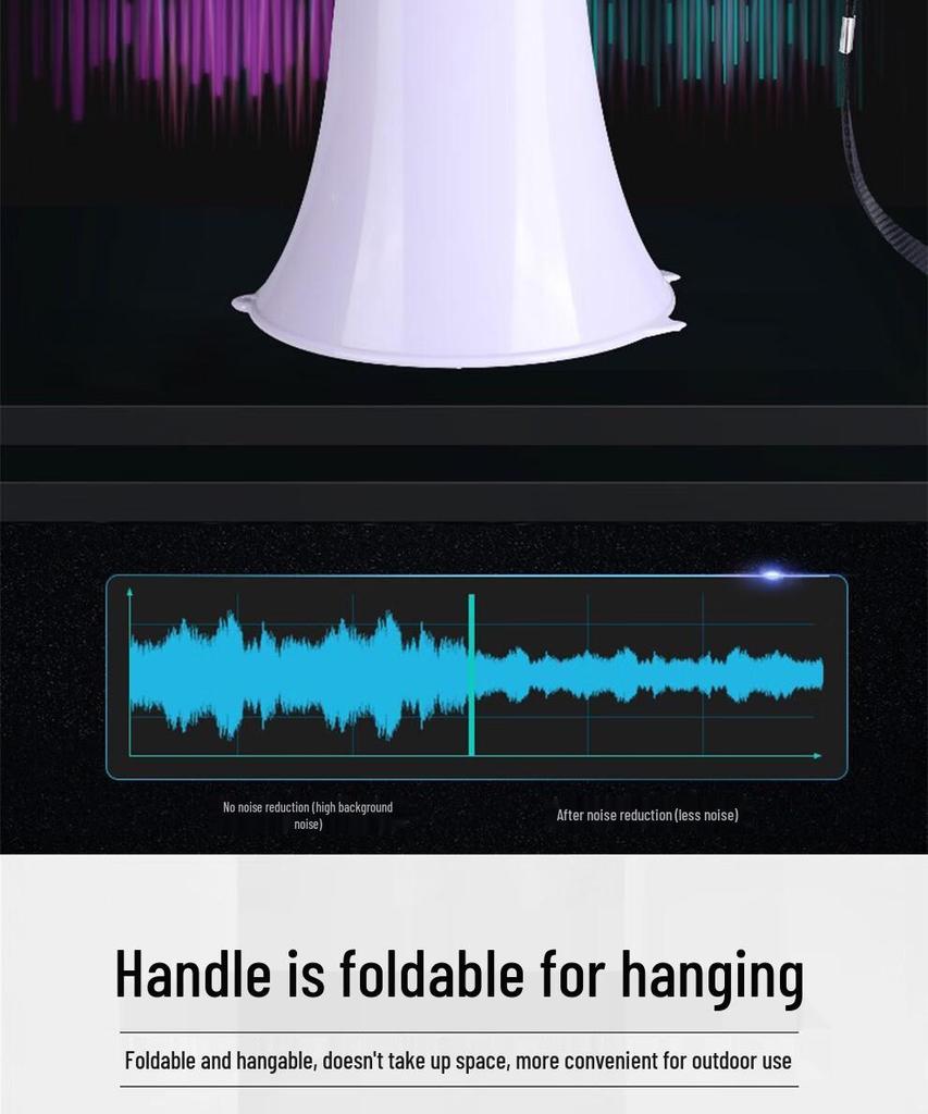 Thunder King CR-622 Bluetooth Rechargeable Folding Megaphone with Recording Alarm.