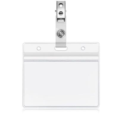 Custodia protettiva per scheda con clip a doppio foro Custodia per scheda di visualizzazione ID di accesso con badge Visa in PVC trasparente orizzontale verticale