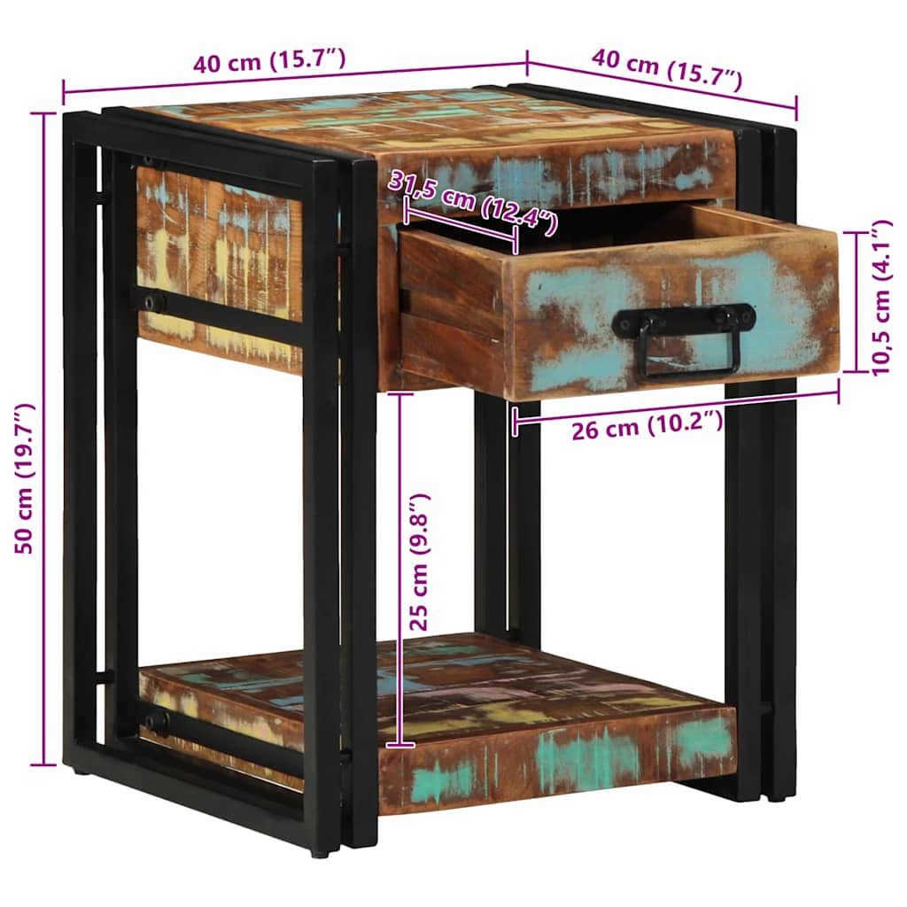 Nightstand Set 2 Pcs 40 X 40 X 50 Cm Solid Reclaimed Wood