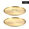 2Pcs Stainless Steel Round Plate Bone Spitting Dish Shallow Tray Metal Camping Plate Dining Disc BBQ Picnic Dishes Cookware