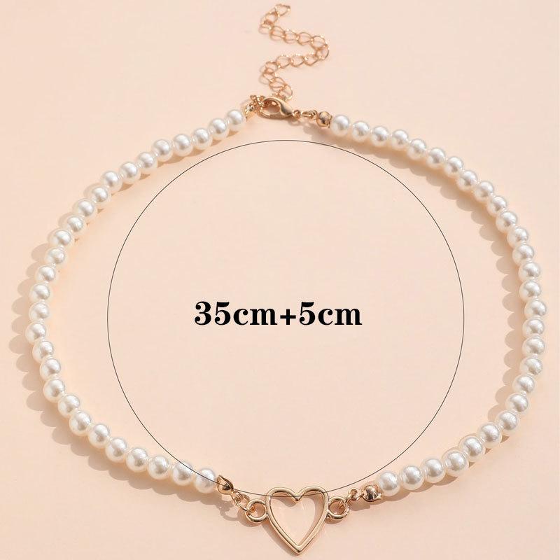 Imitation Pearl Heart Pendant Necklace - Women's Light Luxury Versatile Choker