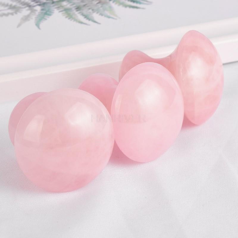 Natural Rose Quartz Jade Stone Massager Health Beauty Facial Roller Beauty Mushroom Shape Massage Eye Neck Care Slimming Tools