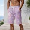 Men Plus Size Beach Shorts Abstract Black Gold Geometric Marble Print Drawstring Casual Swim Trunks For Summer Surfing Swimming