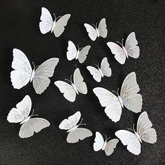 12Pcs Wall Decal Waterproof Realistic Removable Ambilight 3D Wall Sticker Butterfly Wall Stickers