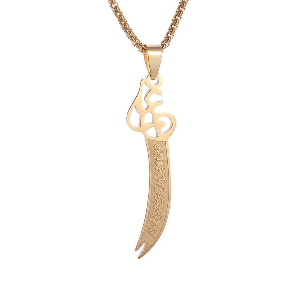 

Hot Stainless Steel Arabic Curved Knife Pendant Necklace Fashionable Versatile Personalized Accessory Wholesale 60cm золотистый